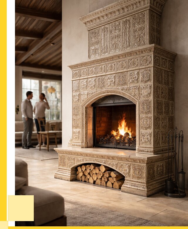 Купить изразцовый камин в Лысьве от 256425 р. | ЭриданЛсь