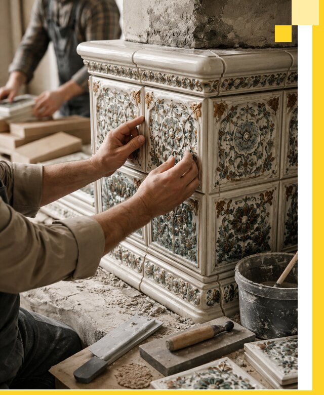 Изразцовые камины под ключ в Лысьве: проект и монтаж