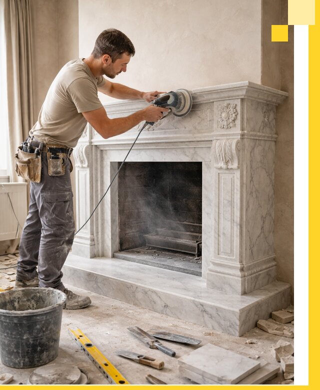 Изготовление и установка мраморных каминов в Лысьве под ключ