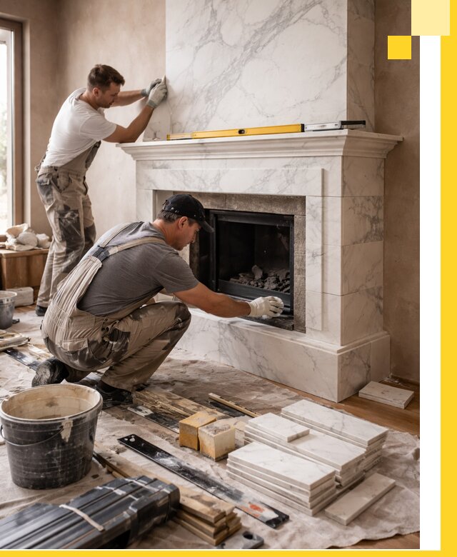 Отделка каминов в Лысьве качественные облицовочные работы