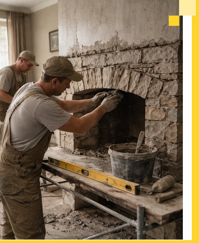 Изготовление каминов под ключ в Лысьве, монтаж и отделка