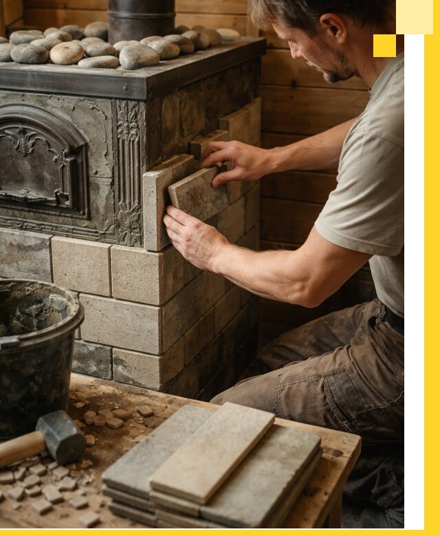 Облицовка банных печей в Лысьве профессиональная отделка