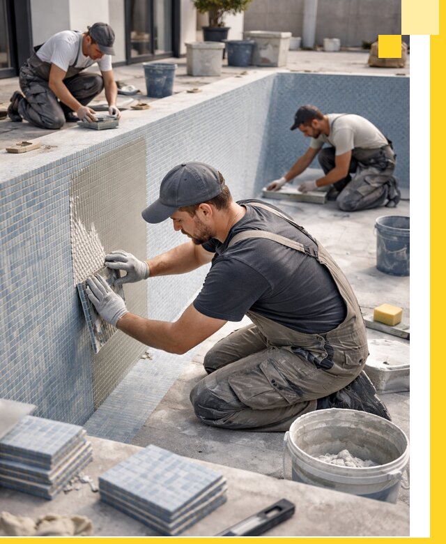 Облицовка бассейнов в Лысьве плитка мозаика гидроизоляция