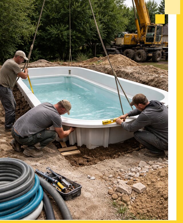 Установка и монтаж композитных бассейнов под ключ в Лысьве