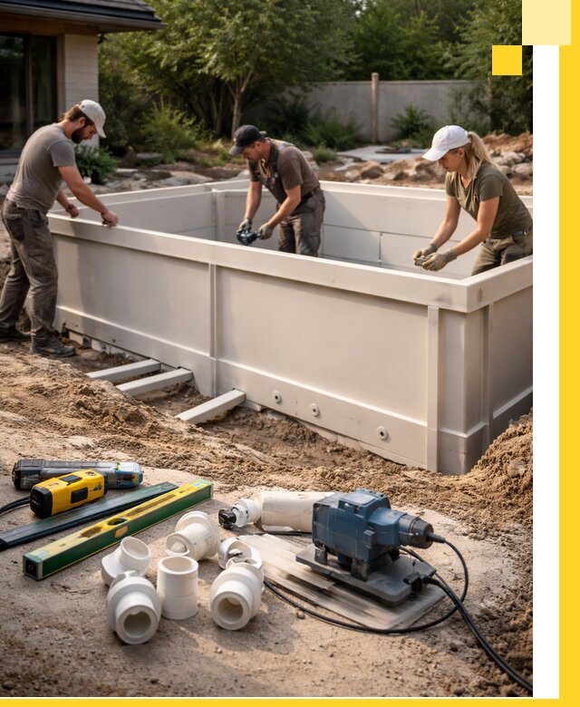 Установка полипропиленовых бассейнов под ключ в Лысьве