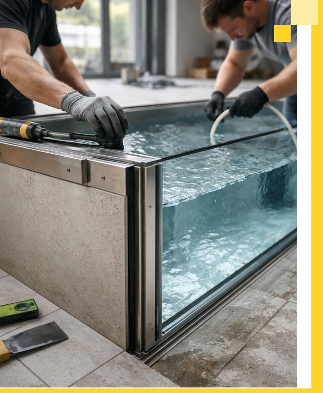 Проектирование и монтаж стеклянных бассейнов в Лысьве