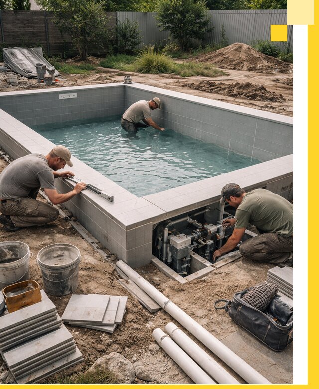 Строительство и монтаж бассейнов для дачи под ключ в Лысьве