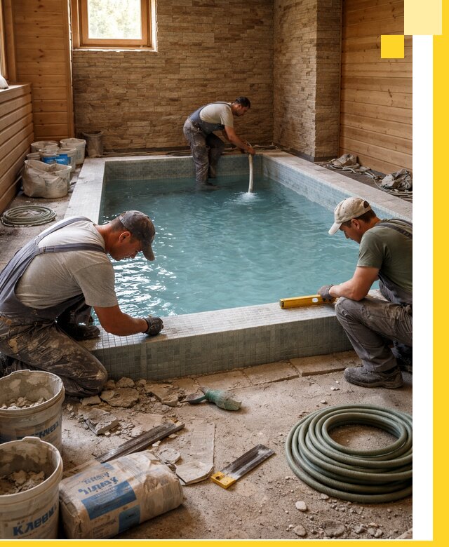 Проектирование и строительство бассейнов для бани в Лысьве