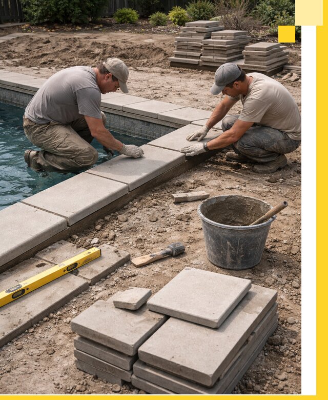 Установка и изготовление копингового камня для бассейнов в Лысьве