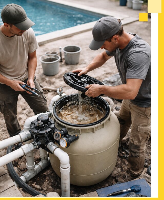 Установка и обслуживание песочных фильтров для бассейнов в Лысьве