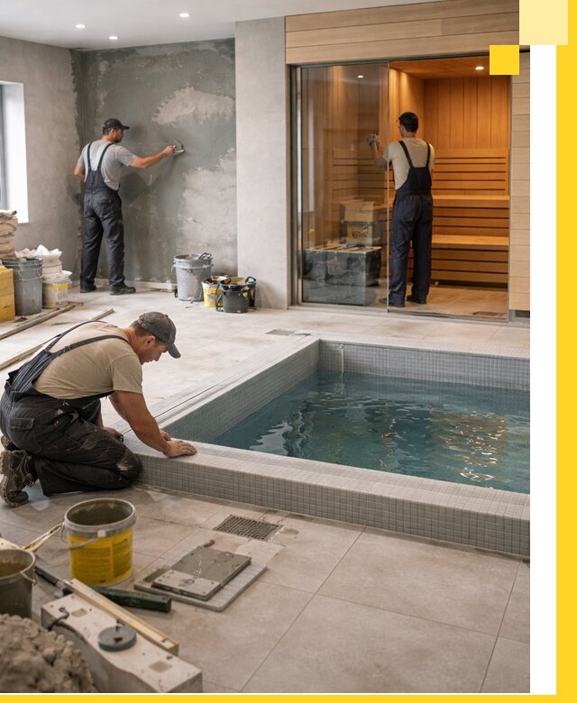 Проектирование и строительство сауны с бассейном в Лысьве