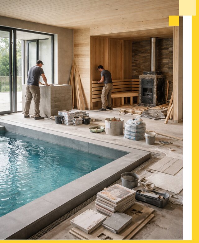 Проектирование и строительство бань с бассейном в Лысьве