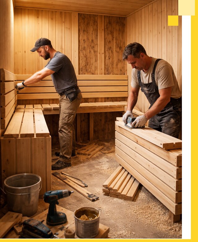 Профессиональный комплексный ремонт саун под ключ в Лысьве