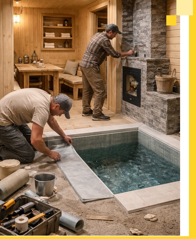 Строительство бань с комнатой отдыха под ключ в Лысьве