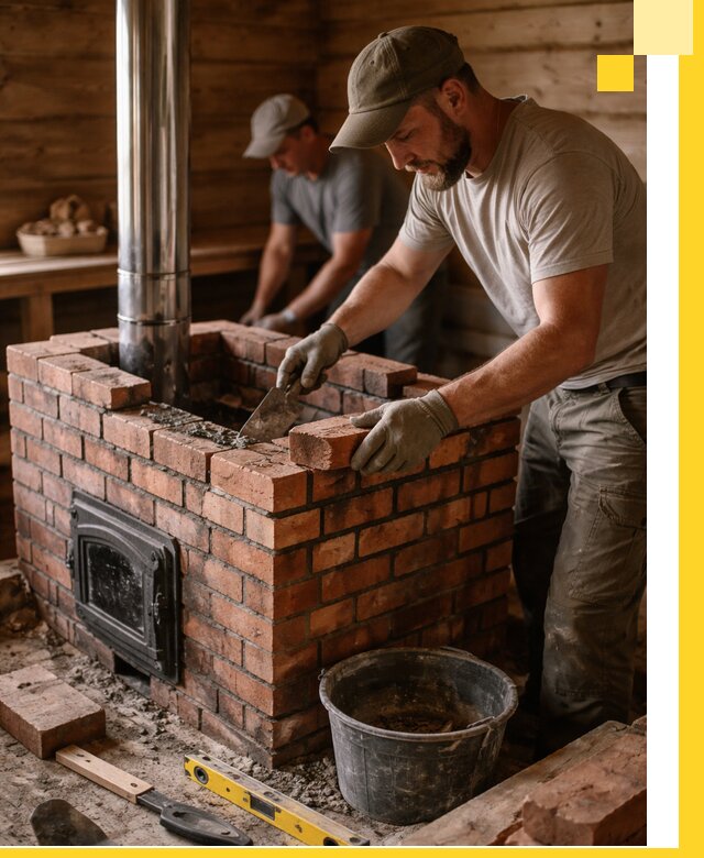 Кирпичные печи для бани под ключ в Лысьве, проект и монтаж