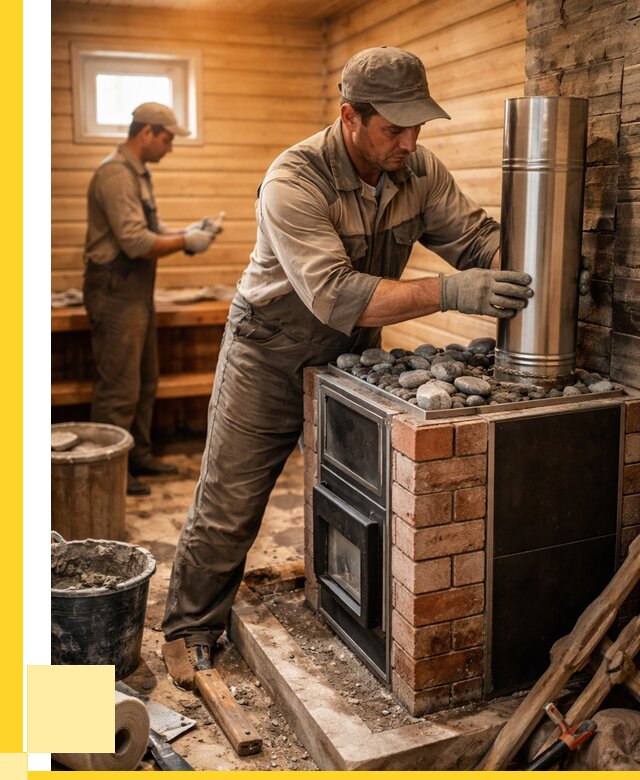 Монтаж печи в бане под ключ в Лысьве от 20514 р. | ЭриданЛсь