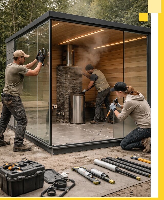 Проектирование и строительство стеклянных бань в Лысьве