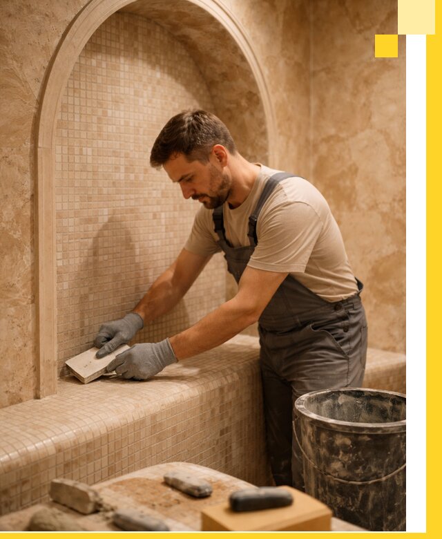 Профессиональная отделка хамамов с мозаикой под ключ в Лысьве