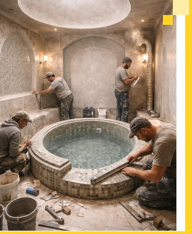 Профессиональное строительство хамама с бассейном в Лысьве под ключ