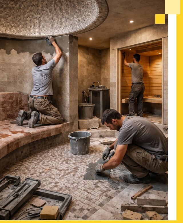 Проект и строительство хамама бани и сауны под ключ в Лысьве