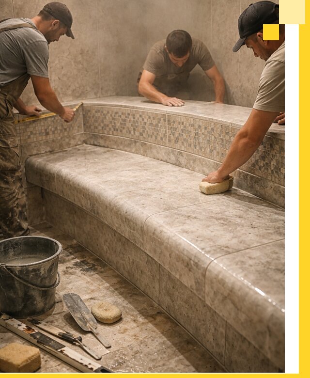 Изготовление и установка сидений для хамама в Лысьве