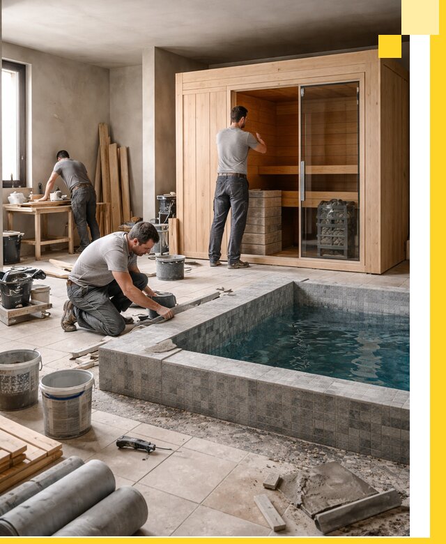 SPA зоны под ключ с бассейном сауной и печью в Лысьве